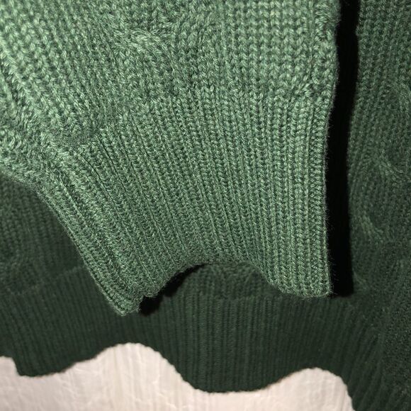 Nautica L Cotton Emerald Green Cable Knit Crewneck Sweater - Picture 8 of 14